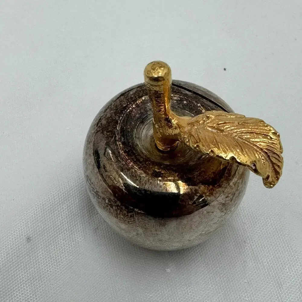 French Silver and Gold Plated Miniature Apple Place Card Holders 12 Vintage - Picture 3 of 8